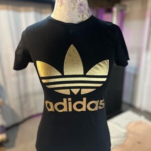 Adidas Black and Gold Fitted Tee